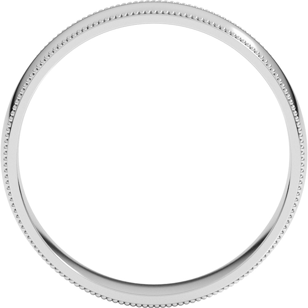 14K White 5 mm Milgrain Half Round Comfort Fit Band