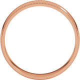 14K Rose Gold 5 mm Lightweight Milgrain Comfort-Fit Half Round Band Size 9.5