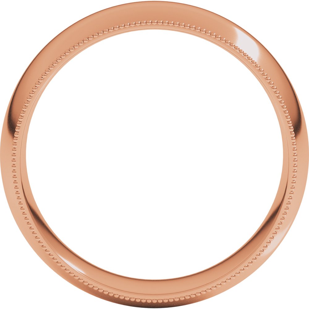 14K Rose Gold 7 mm Milgrain Comfort-Fit Half Round Band Size 9.5