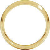 14K Yellow 7 mm Milgrain Comfort-Fit Half Round Band