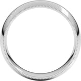 14K White Gold 7 mm Lightweight Milgrain Comfort-Fit Half Round Band Size 9.5