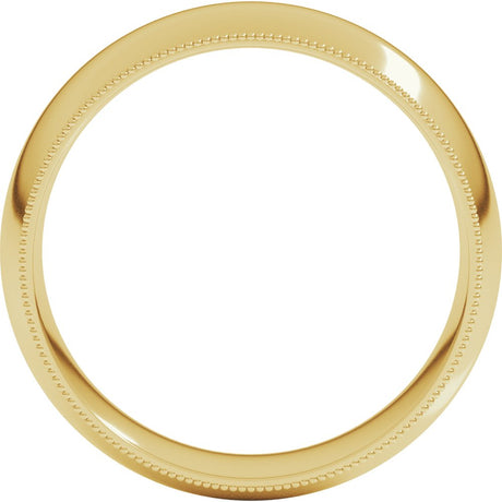 14K Yellow 7 mm Lightweight Milgrain Comfort-Fit Half Round Band