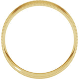 14K Yellow 6 mm Milgrain Flat Comfort Fit Band