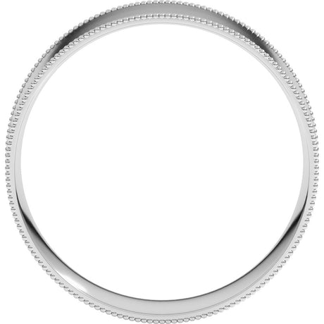 14K White 6 mm Milgrain Flat Comfort Fit Band