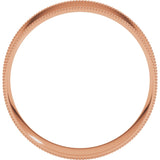 14K Rose 6 mm Milgrain Comfort-Fit Flat Band Size 10