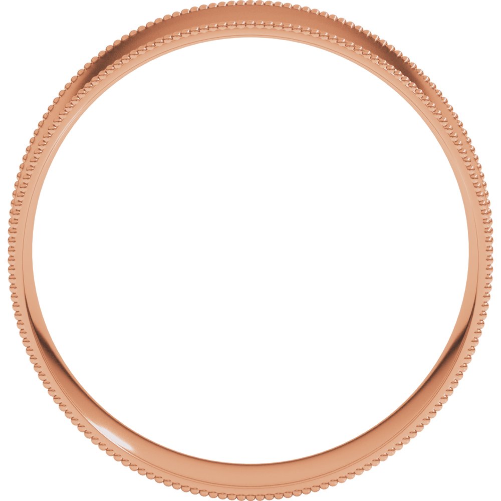 14K Rose 6 mm Milgrain Flat Comfort Fit Band