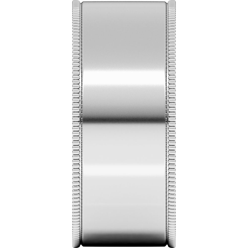 14K White 8 mm Milgrain Comfort-Fit Flat Band Size 8