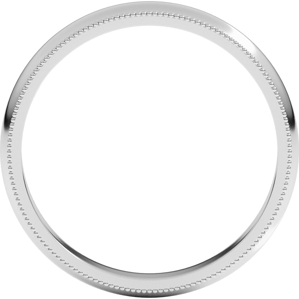 14K White 3 mm Milgrain Half Round Band