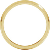 10K Yellow 3 mm Milgrain Half Round Band Size 8