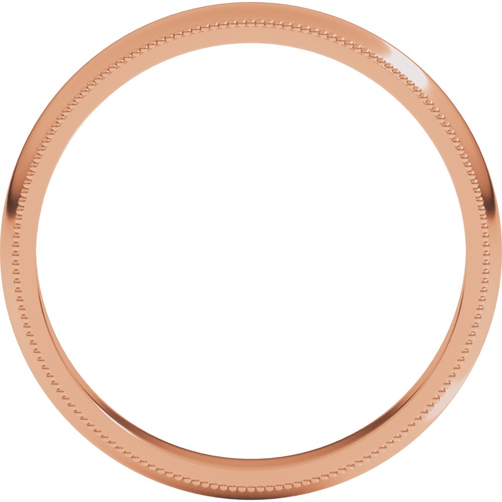 14K Rose Gold 3 mm Milgrain Half Round Band Size 6.5