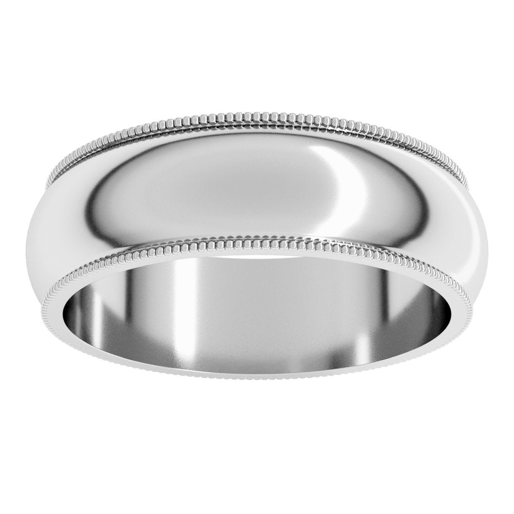 Platinum 6 mm Milgrain Half Round Band Size 10