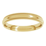 10K Yellow Gold 3 mm Milgrain Comfort-Fit Half Round Band Size 4