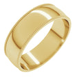 10K Yellow Gold 6 mm Milgrain Comfort-Fit Half Round Band Size 12.5