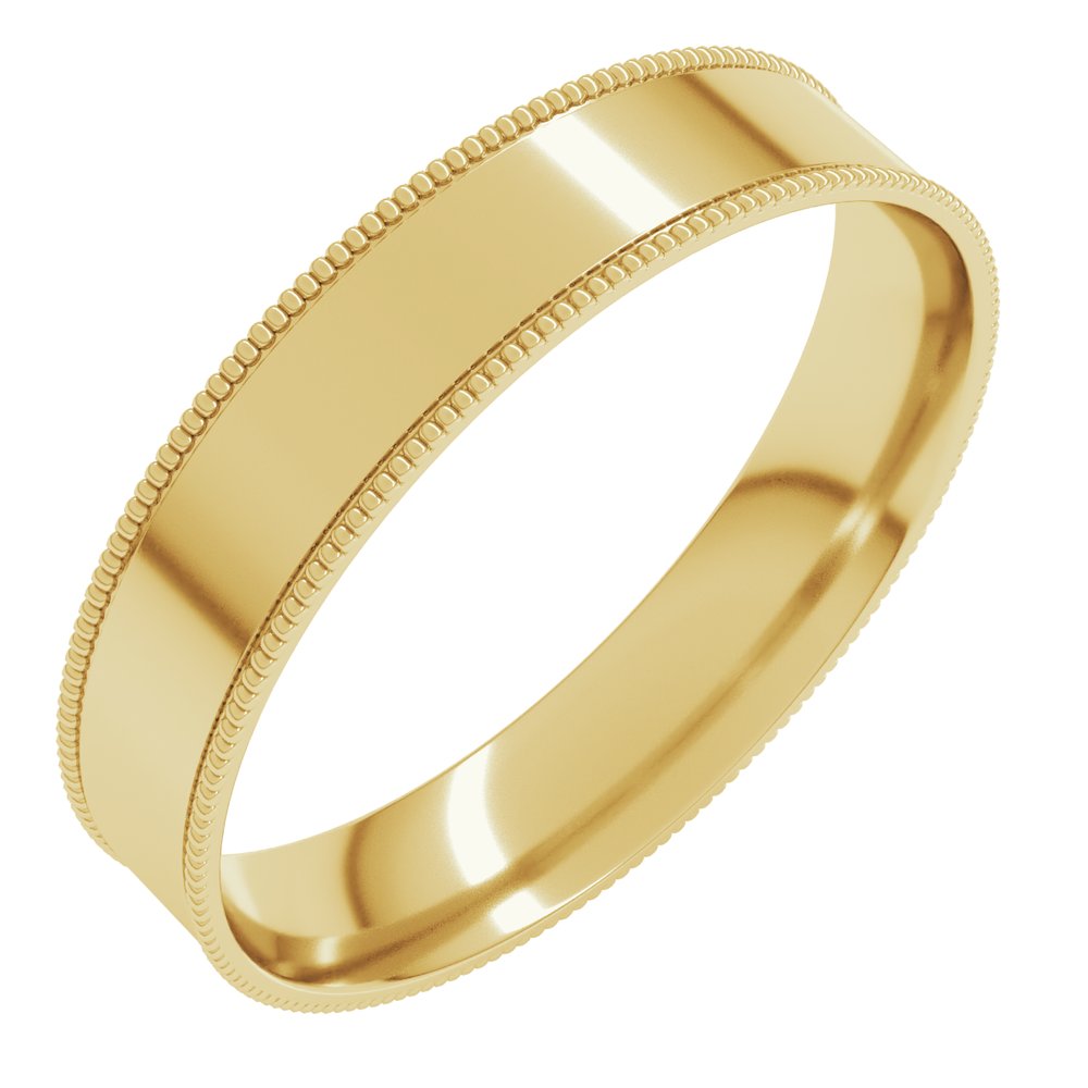 14K Yellow 4 mm Milgrain Flat Comfort Fit Band Size 4