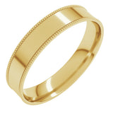 10K Yellow Gold 4 mm Milgrain Comfort-Fit Flat Band Size 6.5