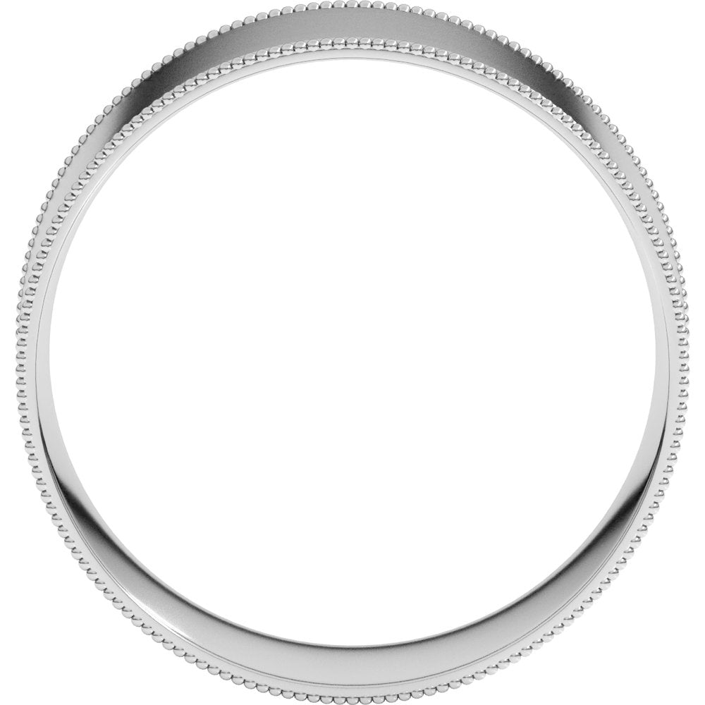 14K White 8 mm Milgrain Flat Comfort Fit Band