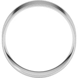 14K White 8 mm Milgrain Flat Comfort Fit Band