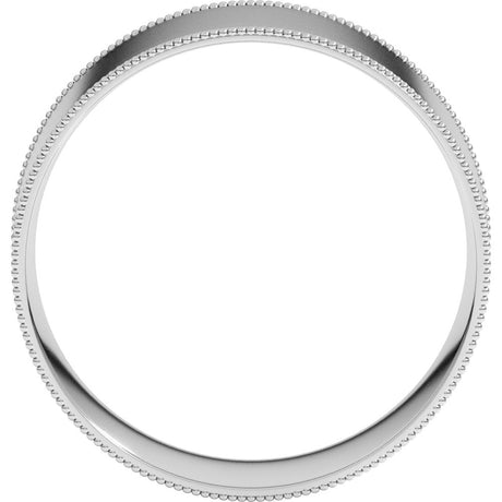 14K White 8 mm Milgrain Comfort-Fit Flat Band Size 8