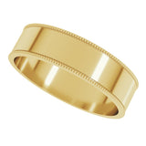 14K Yellow 5 mm Milgrain Flat Comfort Fit Band