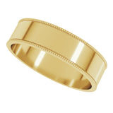 14K Yellow 5 mm Milgrain Comfort-Fit Flat Band