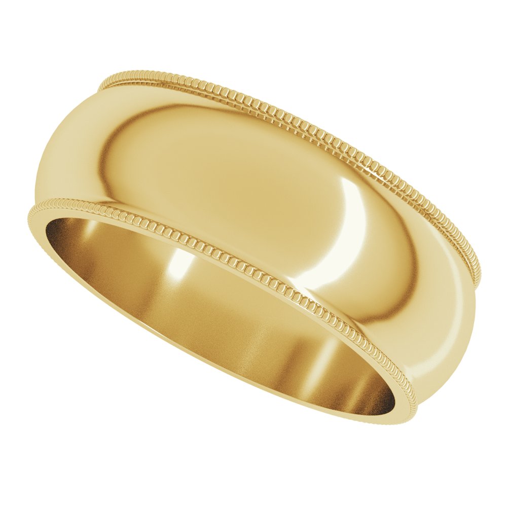 10K Yellow Gold 7 mm Milgrain Half Round Band Size 13 