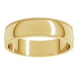 14K Yellow Gold 5 mm Lightweight Milgrain Half Round Band Size 7