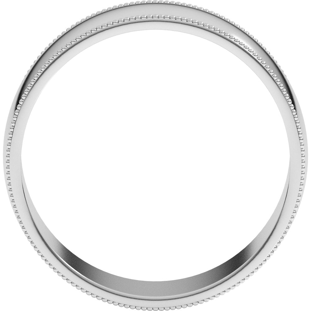 10K White Gold 7 mm Lightweight Milgrain Half Round Band Size 8.5