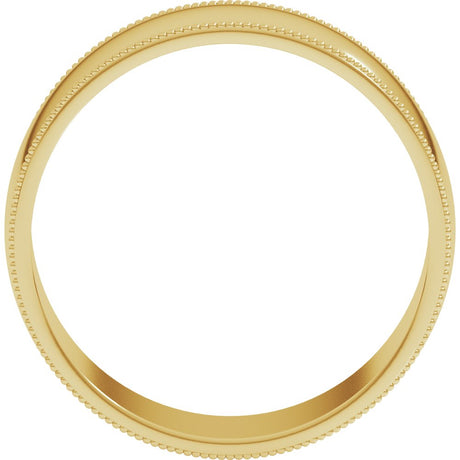 14K Yellow Gold 7 mm Lightweight Milgrain Half Round Band Size 10.5