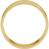 14K Yellow Gold 7 mm Lightweight Milgrain Half Round Band Size 8.5