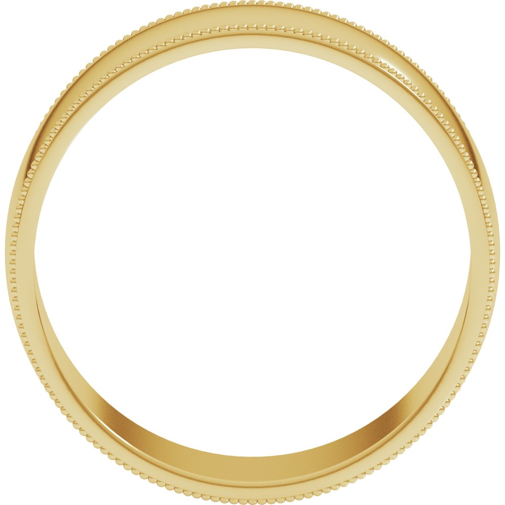 14K Yellow 7 mm Lightweight Milgrain Half Round Band Size 10.5