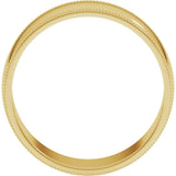 14K Yellow 7 mm Lightweight Milgrain Half Round Band Size 10.5