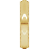 14K Yellow 4 mm Milgrain Half Round Comfort Fit Band