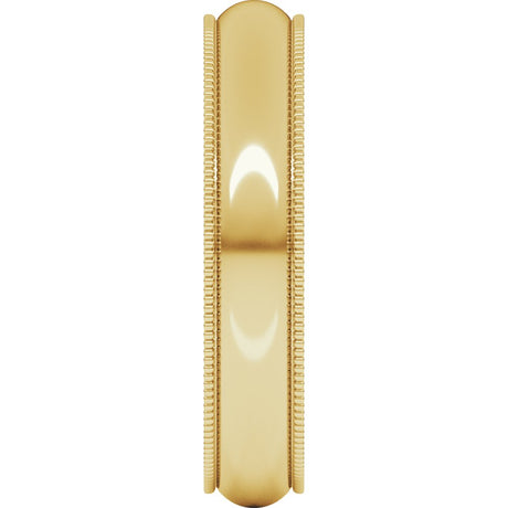 18K Yellow Gold 4 mm Milgrain Comfort-Fit Half Round Band Size 8