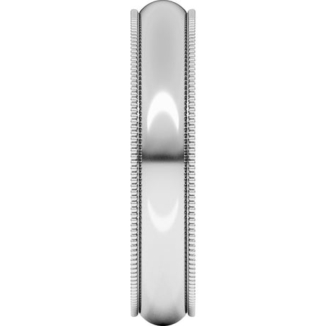 14K White Gold 4 mm Lightweight Milgrain Comfort-Fit Half Round Band Size 10