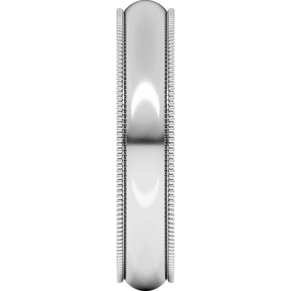 10K White Gold 4 mm Lightweight Milgrain Comfort-Fit Half Round Band Size 6.5