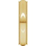 14K Yellow Gold 4 mm Lightweight Milgrain Comfort-Fit Half Round Band Size 6.5