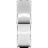 Sterling Silver 6 mm Milgrain Comfort-Fit Half Round Band Size 8