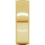 10K Yellow Gold 6 mm Milgrain Comfort-Fit Half Round Band Size 12.5