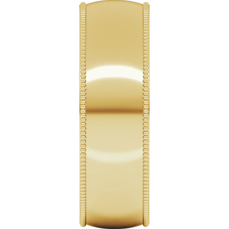 10K Yellow Gold 6 mm Milgrain Comfort-Fit Half Round Band Size 12.5