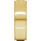 14K Yellow 6 mm Lightweight Milgrain Comfort-Fit Half Round Band