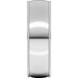 Platinum 6 mm Lightweight Milgrain Comfort-Fit Half Round Band Size 8