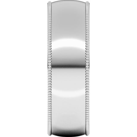 Platinum 6 mm Lightweight Milgrain Comfort-Fit Half Round Band Size 8
