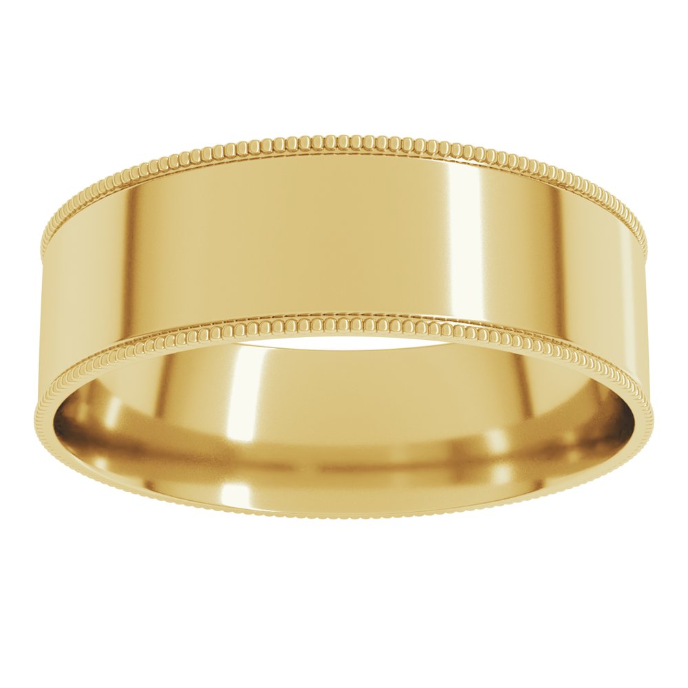 14K Yellow 6 mm Milgrain Flat Comfort Fit Band