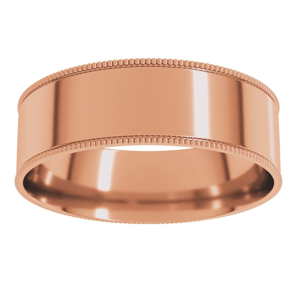 14K Rose 6 mm Milgrain Flat Comfort Fit Band