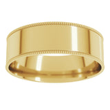 14K Yellow 6 mm Milgrain Comfort-Fit Flat Band Size 9