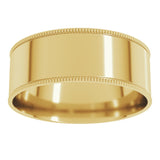 14K Yellow 7 mm Milgrain Comfort-Fit Flat Band