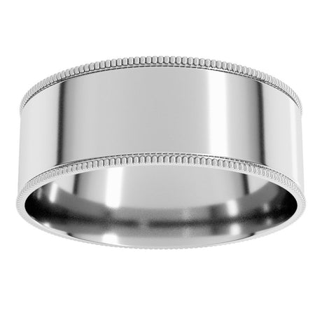 14K White Gold 7 mm Milgrain Comfort-Fit Flat Band Size 11.5