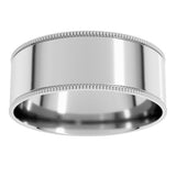 14K White Gold 7 mm Milgrain Comfort-Fit Flat Band Size 11.5