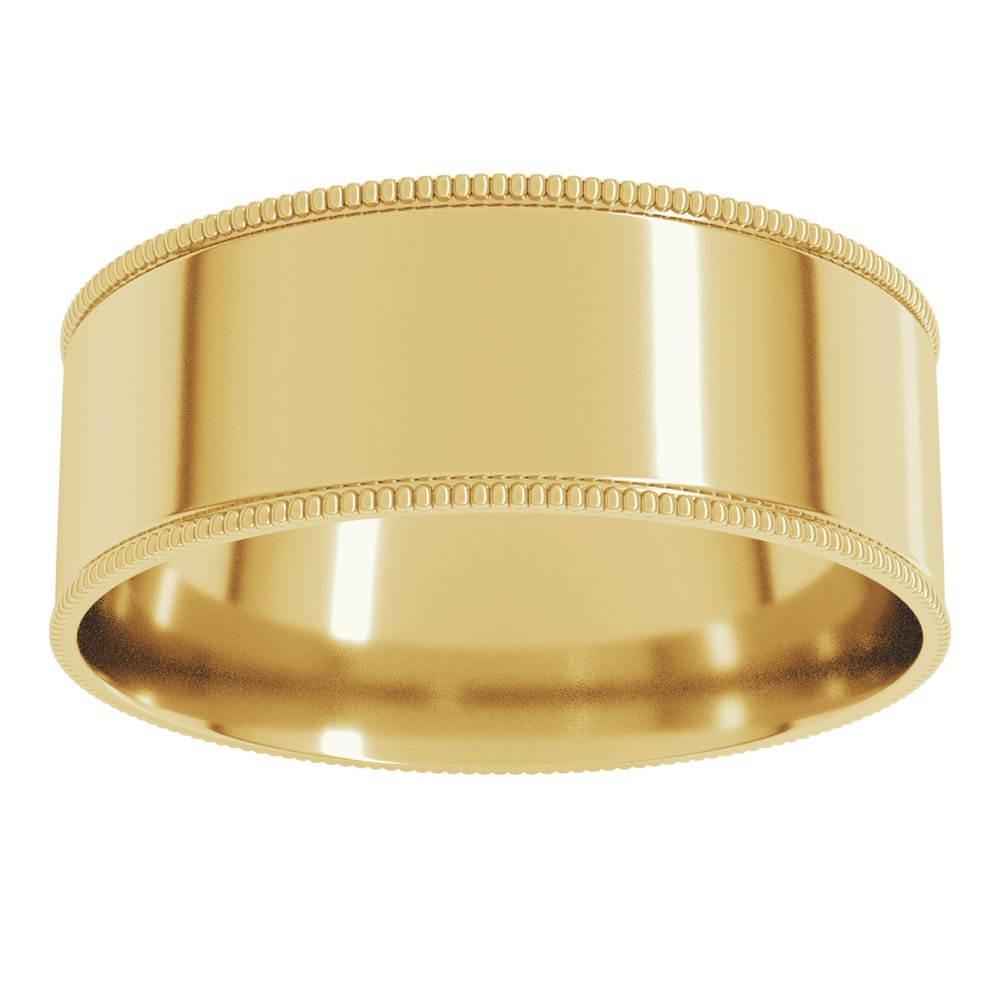 14K Yellow Gold 7 mm Milgrain Comfort-Fit Flat Band Size 7.5