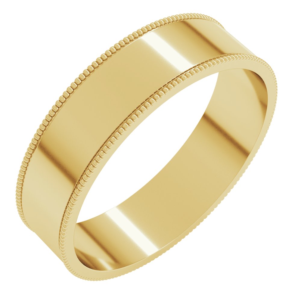 14K Yellow 5 mm Milgrain Flat Comfort Fit Band Size 7.5